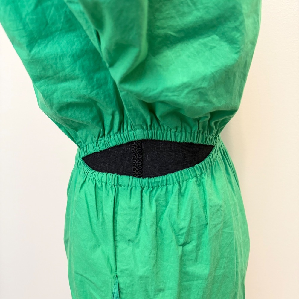 Day + Moon Green Cutout Puff Sleeve Romper Cotton Women S Summer Shorts Playsuit - Picture 5 of 9